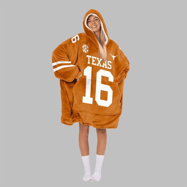 2025 Manning 16 Texas Football Blanket Hoodie 3