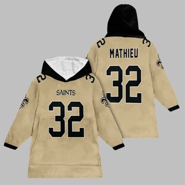 2025 Mathieu 32 New Orleans Football Blanket Hoodie 1