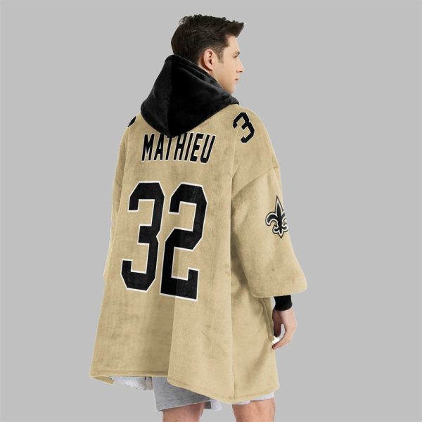 2025 Mathieu 32 New Orleans Football Blanket Hoodie 2