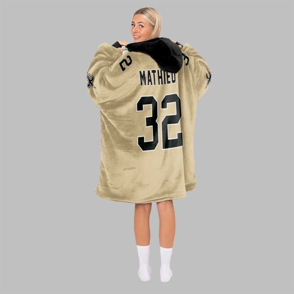 2025 Mathieu 32 New Orleans Football Blanket Hoodie 3