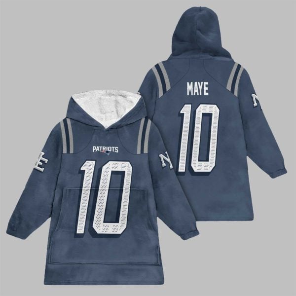 2025 Maye 10 New England Football Blanket Hoodie 1
