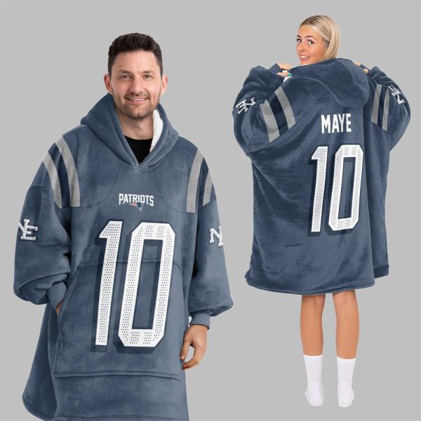 2025 Maye 10 New England Football Blanket Hoodie 2