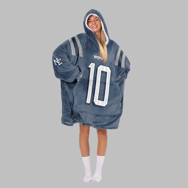 2025 Maye 10 New England Football Blanket Hoodie 3