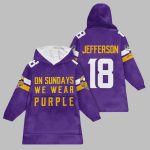 2025 Minnesota On Sundays We Wear Purple Blanket Hoodie