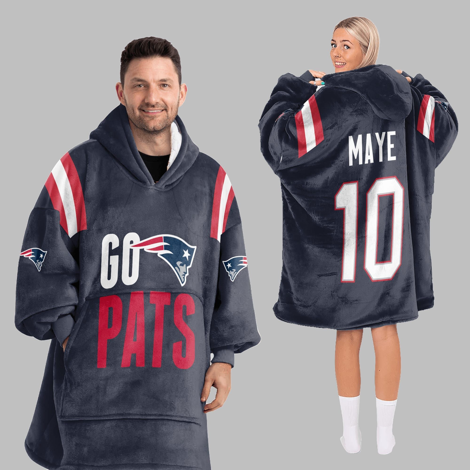 2025 New England Go Pats 10 Maye Blanket Hoodie 3 2025 New England Go Pats 10 Maye Blanket Hoodie 3