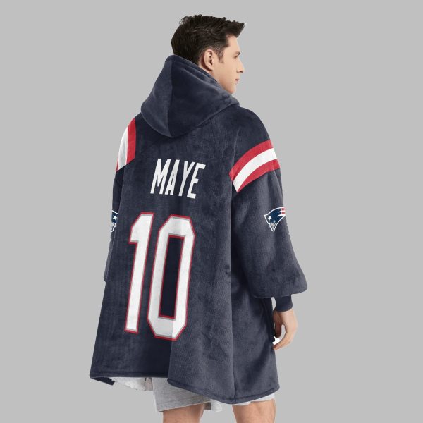 2025 New England Go Pats 10 Maye Blanket Hoodie 5