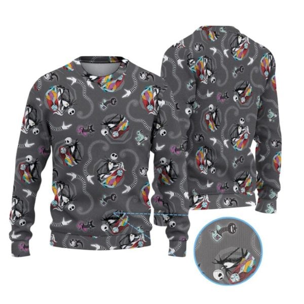 2025 Nightmare Before Christmas Jack and Sally Christmas Ugly Sweater 1 2