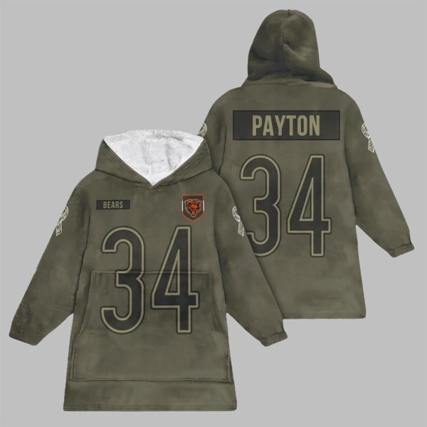 2025 Payton 34 Chicago Football Blanket Hoodie 1