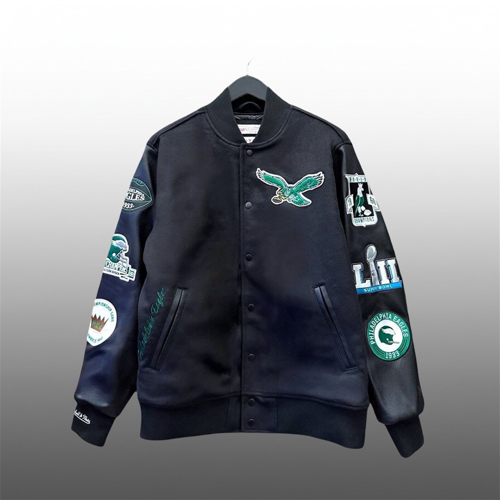 2025 Phillies Eagles Black Out Varsity Jacket 2 2025 Phillies Eagles Black Out Varsity Jacket 1