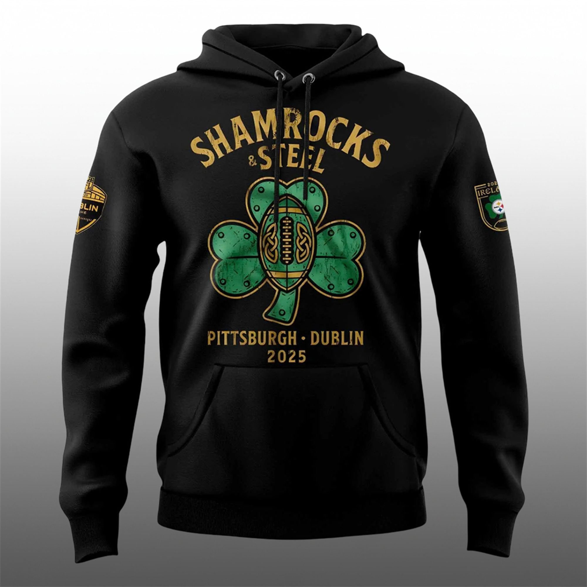2025 Pittsburgh Steelers Ireland Shamrocks Steel Hoodie 2 2025 Pittsburgh Steelers Ireland Shamrocks Steel Hoodie 1