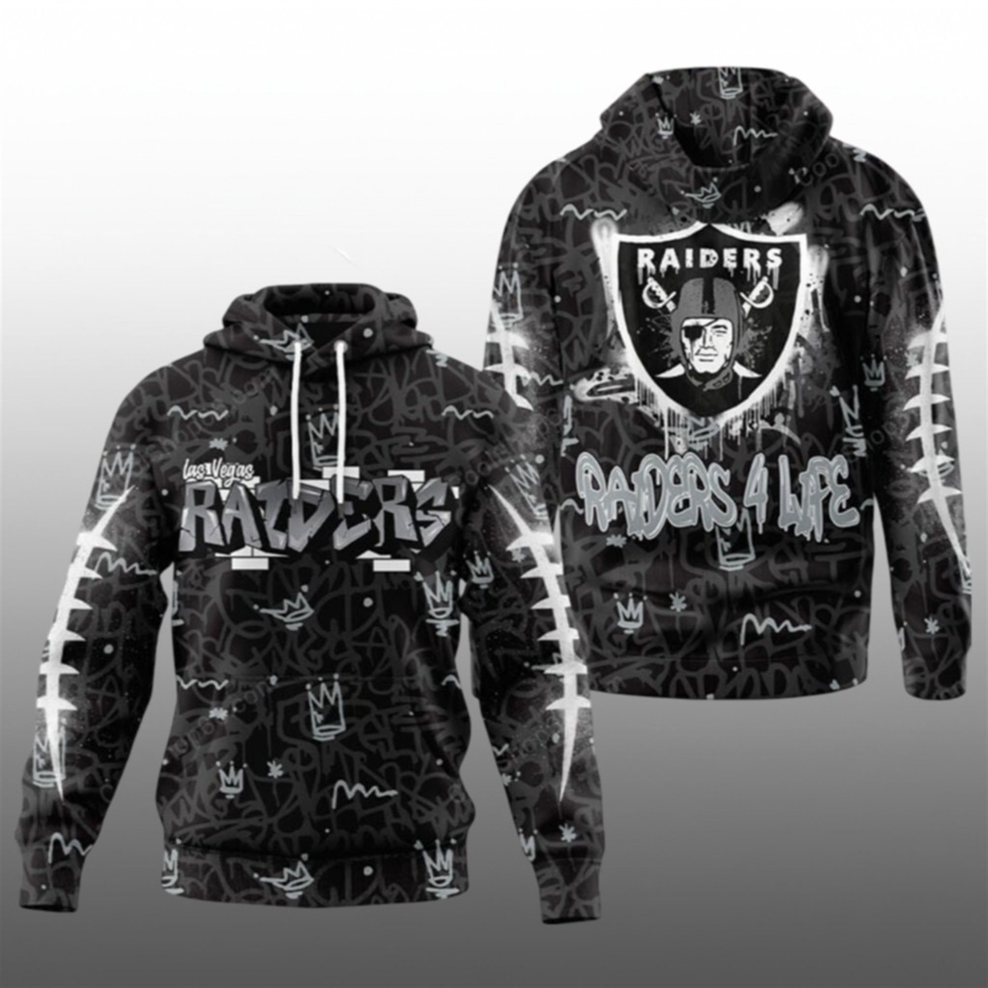 2025 Raiders Graffiti 4 Life Hoodie 2025 Raiders Graffiti 4 Life Hoodie