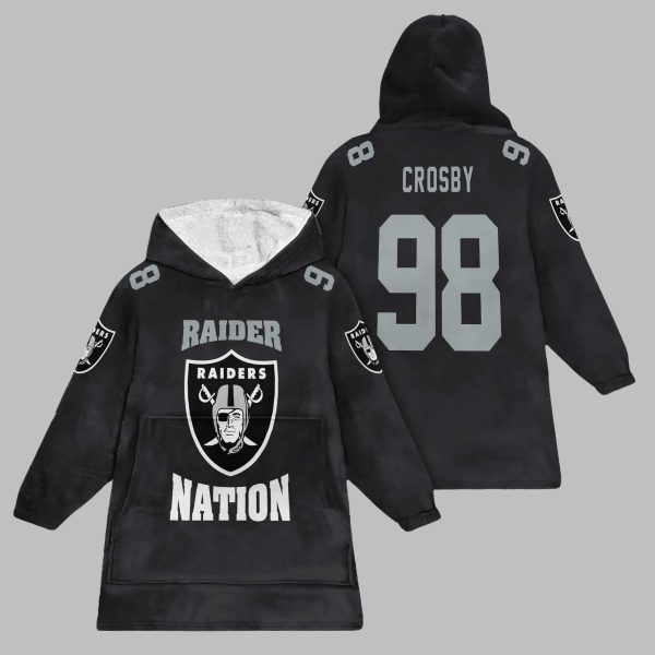 2025 Raiders Nation Crosby 98 Blanket Hoodie 1