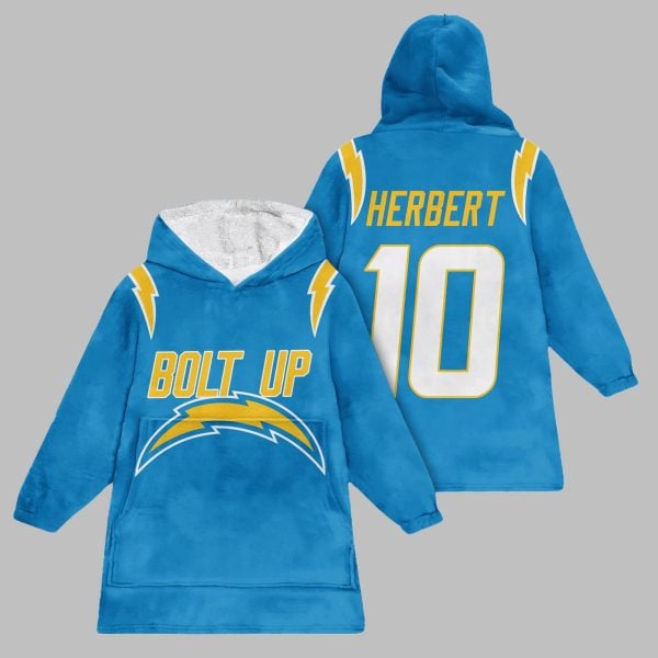 2025 Rams Bolt Up Herbert 10 Blanket Hoodie 2