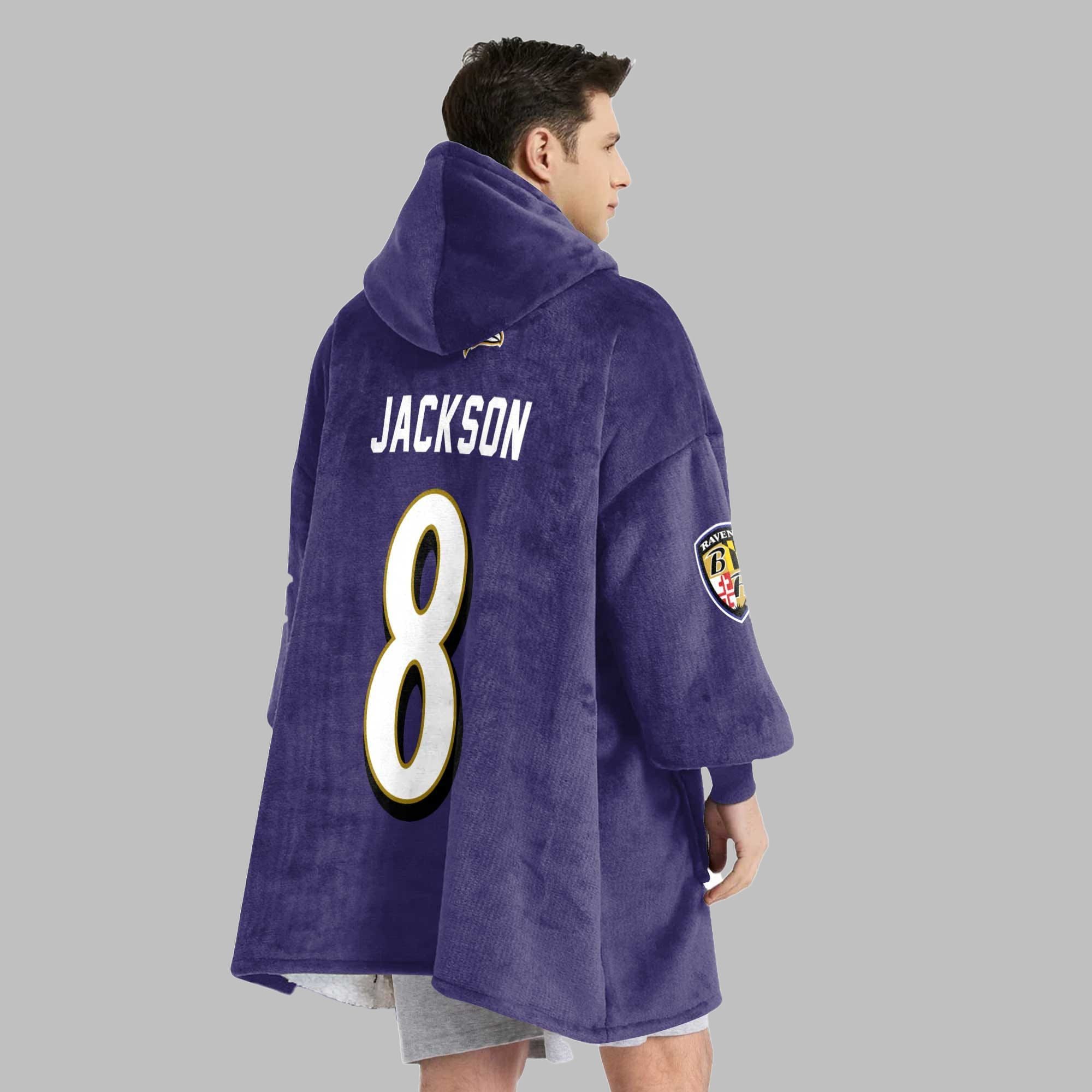 2025 Ravens Charm City Football 8 Jackson Blanket Hoodie 3 2025 Ravens Charm City Football 8 Jackson Blanket Hoodie 3