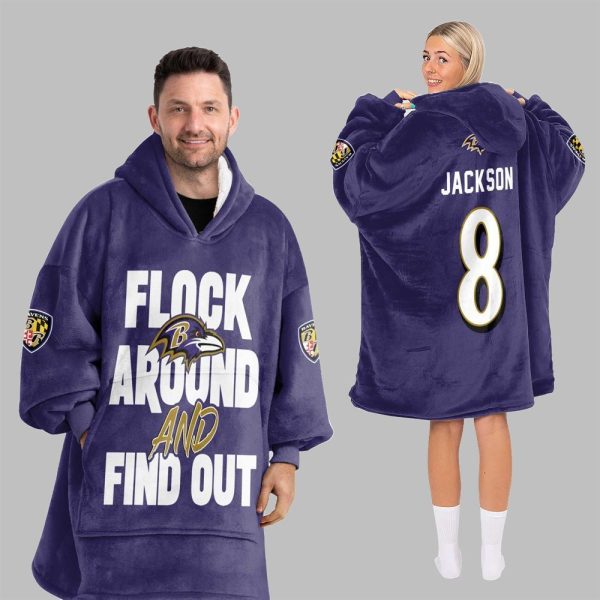 2025 Ravens Flock Around And Find Out Jackson Blanket Hoodie 3