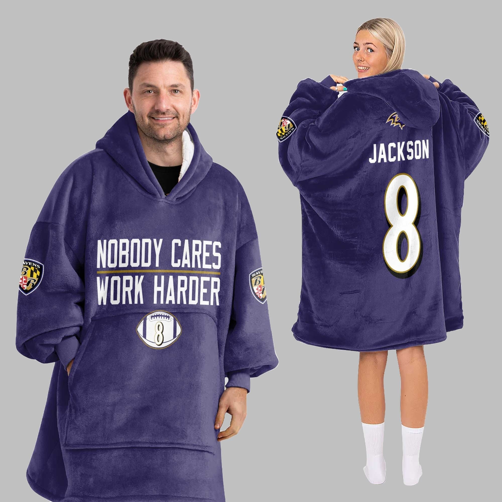 2025 Ravens Nobody Cares Work Harder Blanket Hoodie 5 2025 Ravens Nobody Cares Work Harder Blanket Hoodie 5