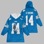 2025 ST Brown 14 Lions Blanket Hoodie
