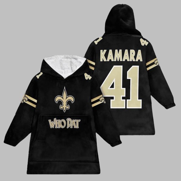 2025 Saints Who Dat Kamara 41 Blanket Hoodie 1