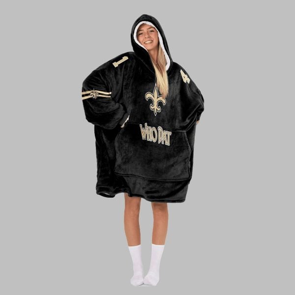 2025 Saints Who Dat Kamara 41 Blanket Hoodie 3