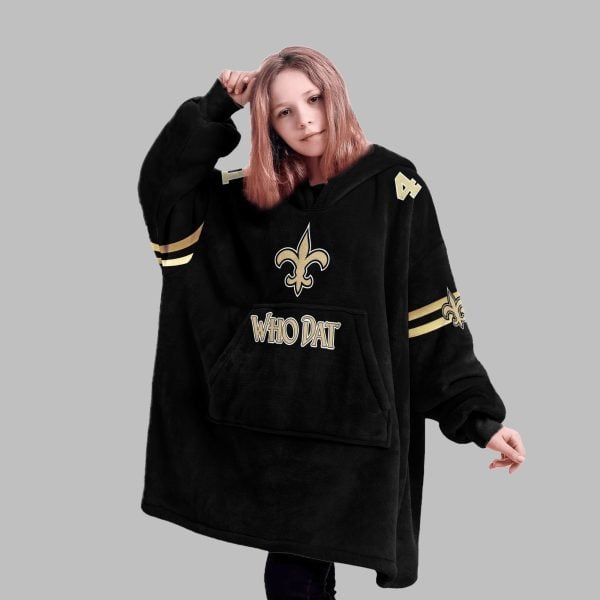 2025 Saints Who Dat Kamara 41 Blanket Hoodie 4