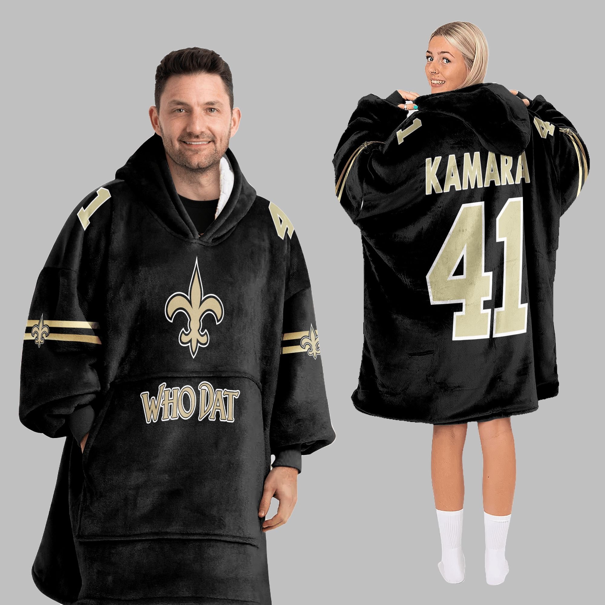 2025 Saints Who Dat Kamara 41 Blanket Hoodie 5 2025 Saints Who Dat Kamara 41 Blanket Hoodie 5