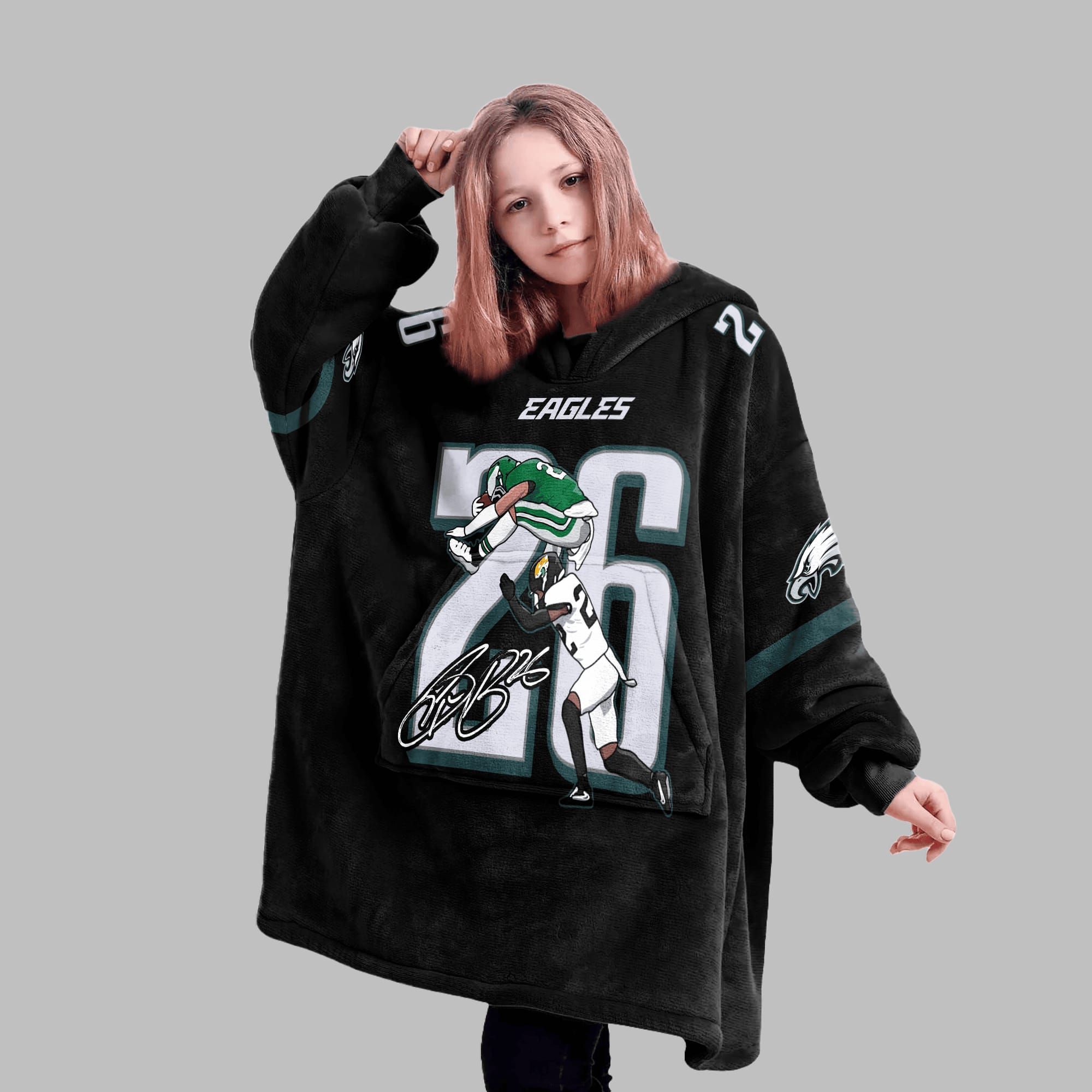 2025 Saquon Barkley 26 Eagles Blanket Hoodie 2 2025 Saquon Barkley 26 Eagles Blanket Hoodie 2