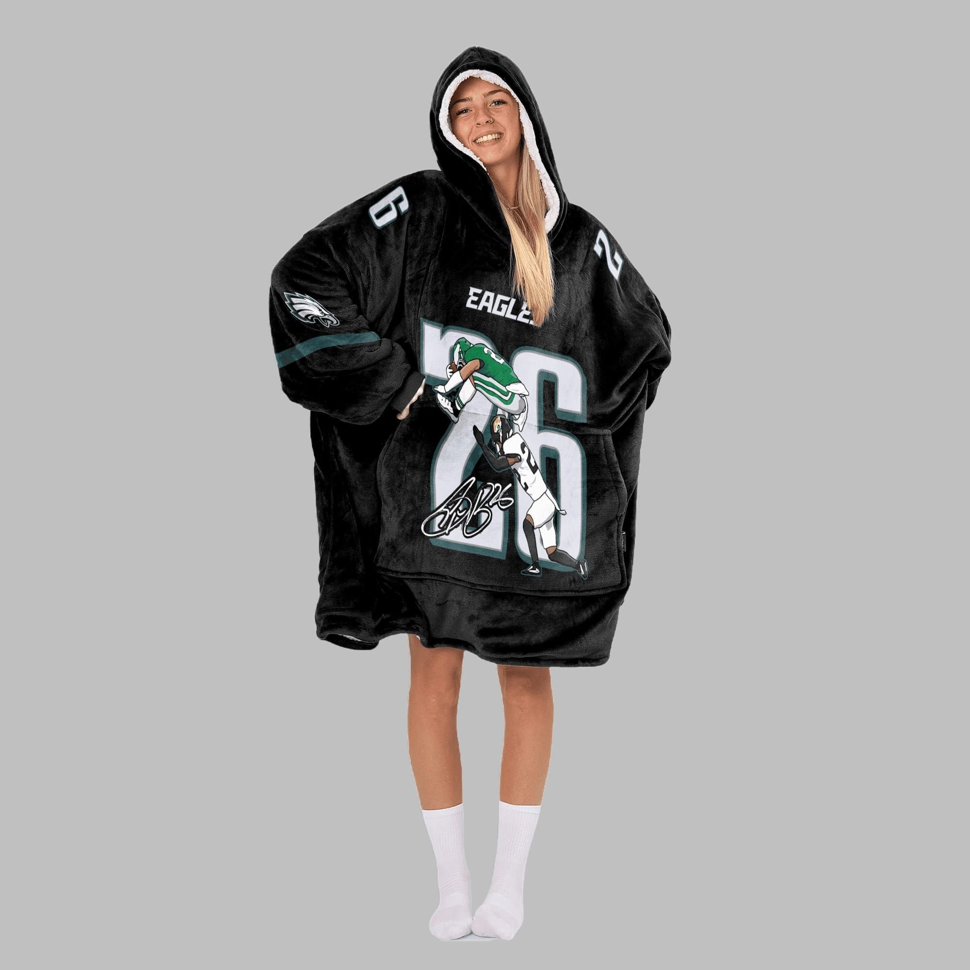 2025 Saquon Barkley 26 Eagles Blanket Hoodie 3 2025 Saquon Barkley 26 Eagles Blanket Hoodie 3