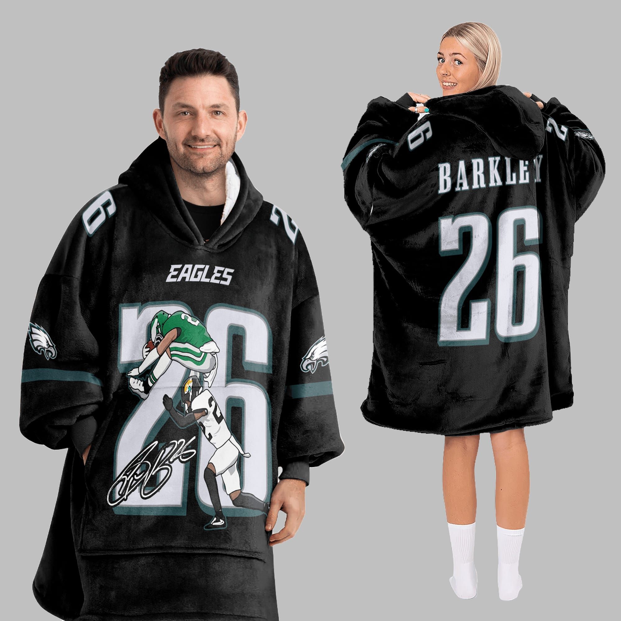 2025 Saquon Barkley 26 Eagles Blanket Hoodie 5 2025 Saquon Barkley 26 Eagles Blanket Hoodie 5