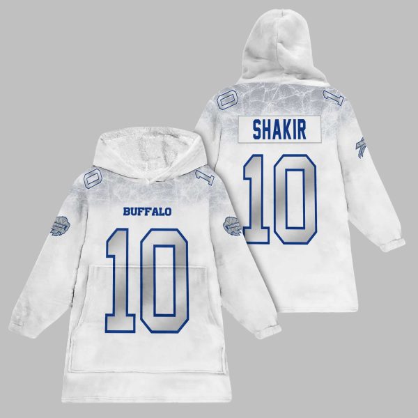 2025 Shakir 10 Buffalo Football Blanket Hoodie 1
