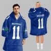2025 Smith Njigba 11 Seattle Football Blanket Hoodie 1