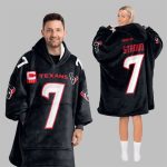 2025 Stroud 7 Captain Texans Football Blanket Hoodie