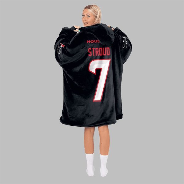 2025 Stroud 7 Captain Texans Football Blanket Hoodie 8