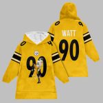 2025 TJ Watt 9 Pittsburgh Blanket Hoodie
