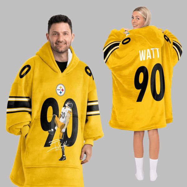 2025 TJ Watt 9 Pittsburgh Blanket Hoodie 5