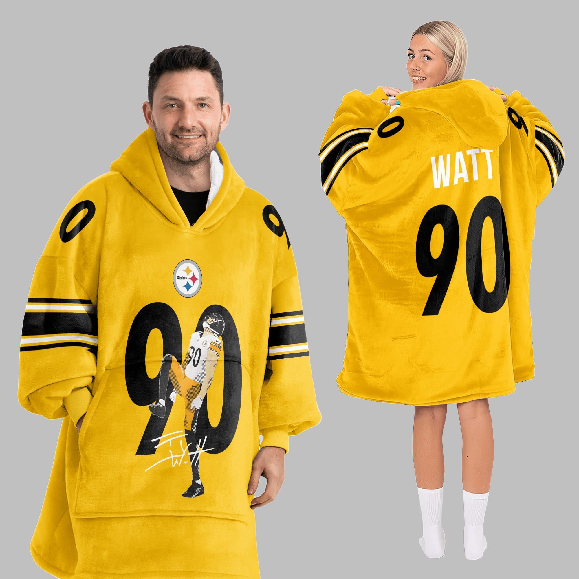 2025 TJ Watt 9 Pittsburgh Blanket Hoodie 5 2025 TJ Watt 9 Pittsburgh Blanket Hoodie 5