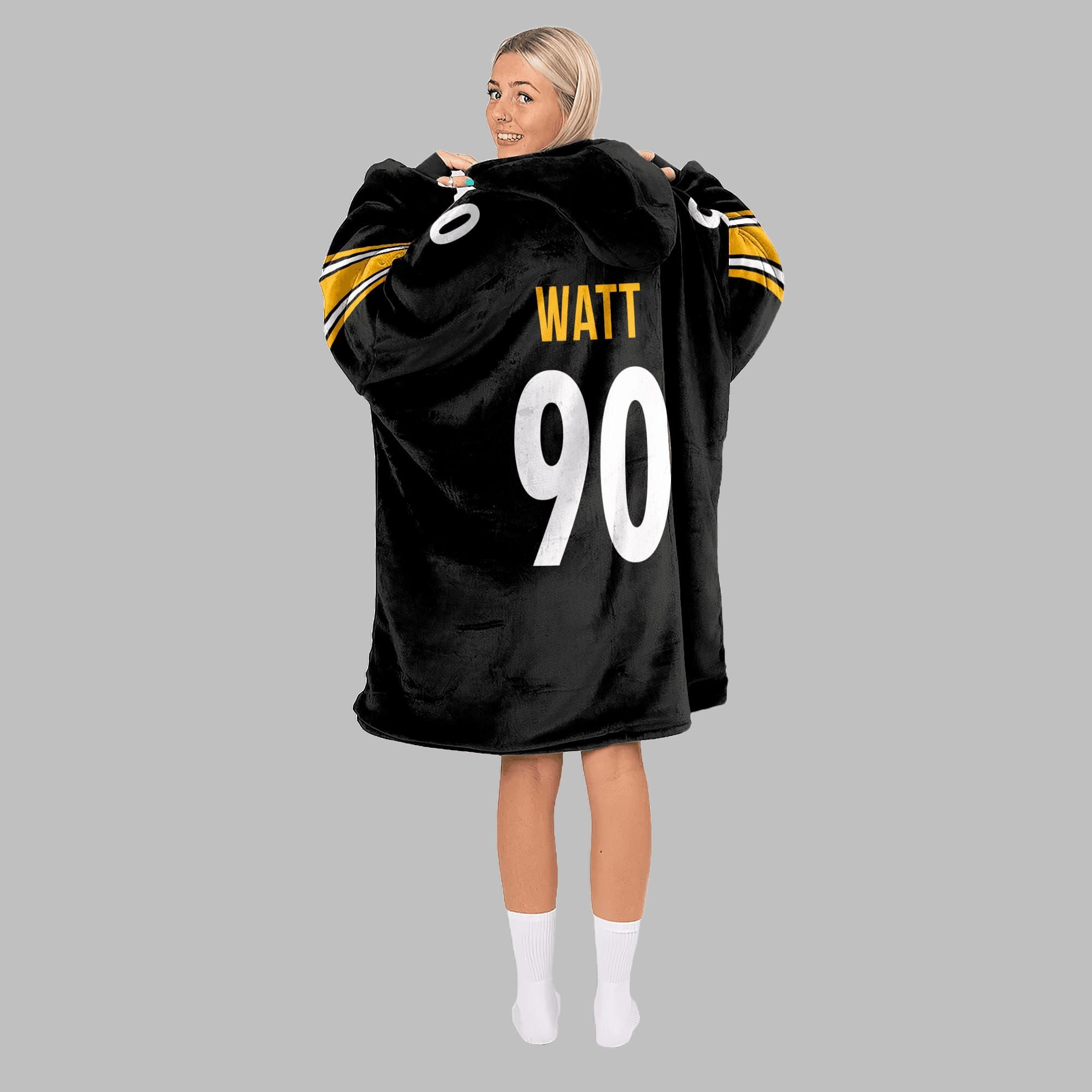 2025 TJ Watt 90 Black And Yellow Steelers Blanket Hoodie 5 2025 TJ Watt 90 Black And Yellow Steelers Blanket Hoodie 5