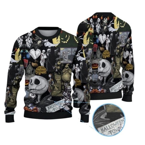 2025 The Nightmare Before Christmas Halloween Town Ugly Sweater 1 2