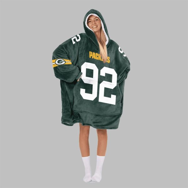 2025 White 92 Packers Football Blanket Hoodie 2