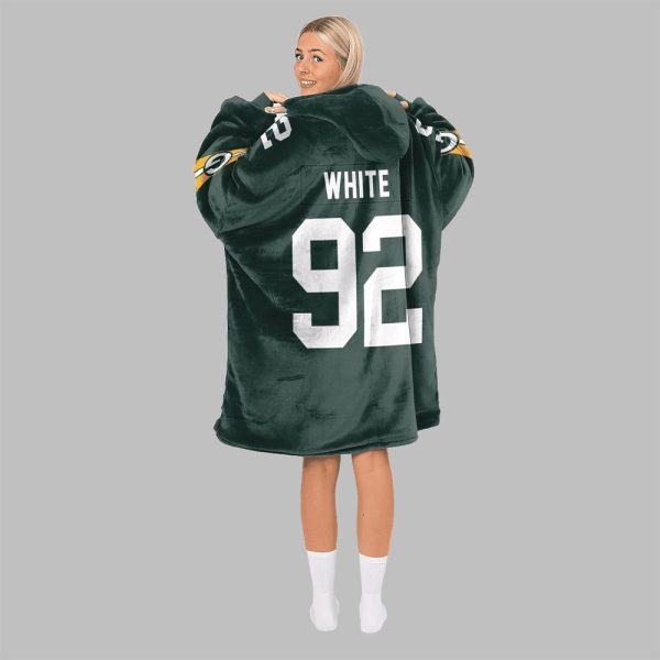 2025 White 92 Packers Football Blanket Hoodie 3