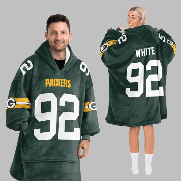 2025 White 92 Packers Football Blanket Hoodie 5