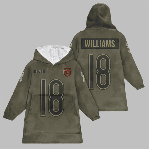 2025 Williams 18 Bears Football Blanket Hoodie 1