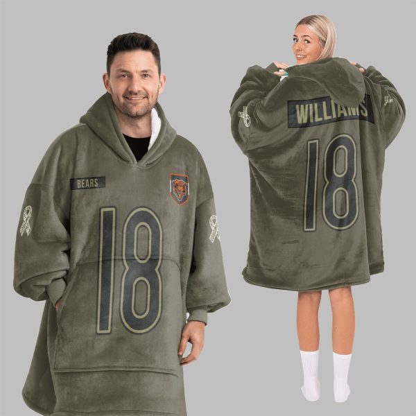 2025 Williams 18 Bears Football Blanket Hoodie 5