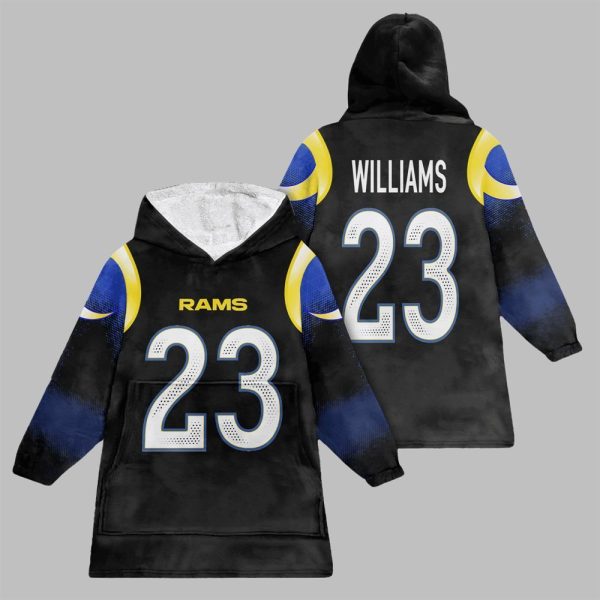 2025 Willliams 23 LA Rams Football Blanket Hoodie 1