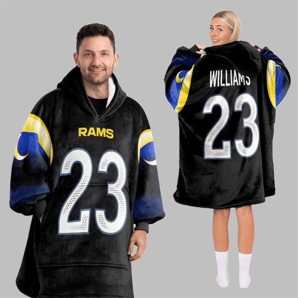 2025 Willliams 23 LA Rams Football Blanket Hoodie 4