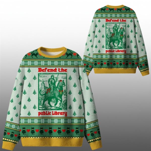 2026 Christmas Defend The Public Library Ugly Sweater 1 1