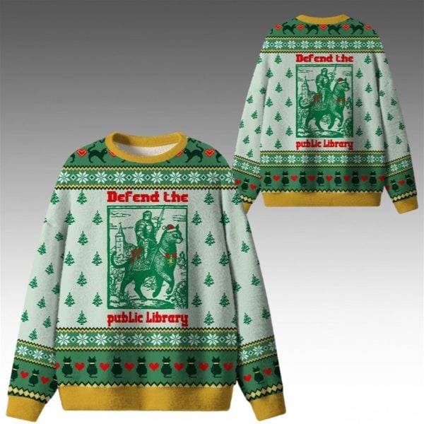 2026 Christmas Defend The Public Library Ugly Sweater 1 2