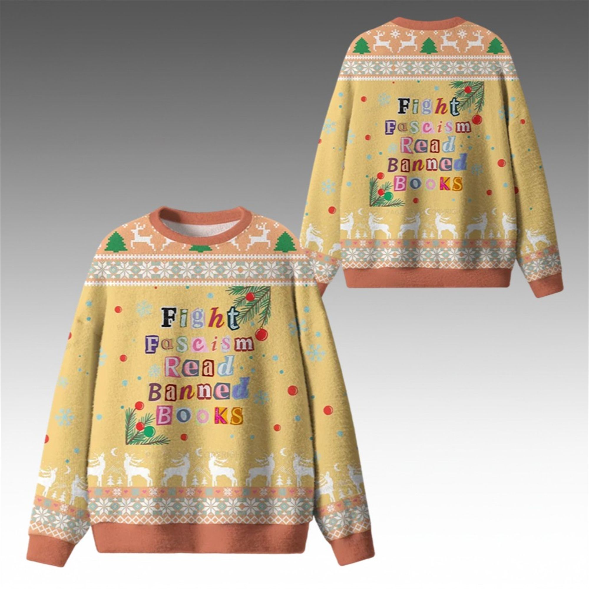 2026 Christmas Fight Fascism Read Banned Books Ugly Sweater 2 2026 Christmas Fight Fascism Read Banned Books Ugly Sweater 1 2