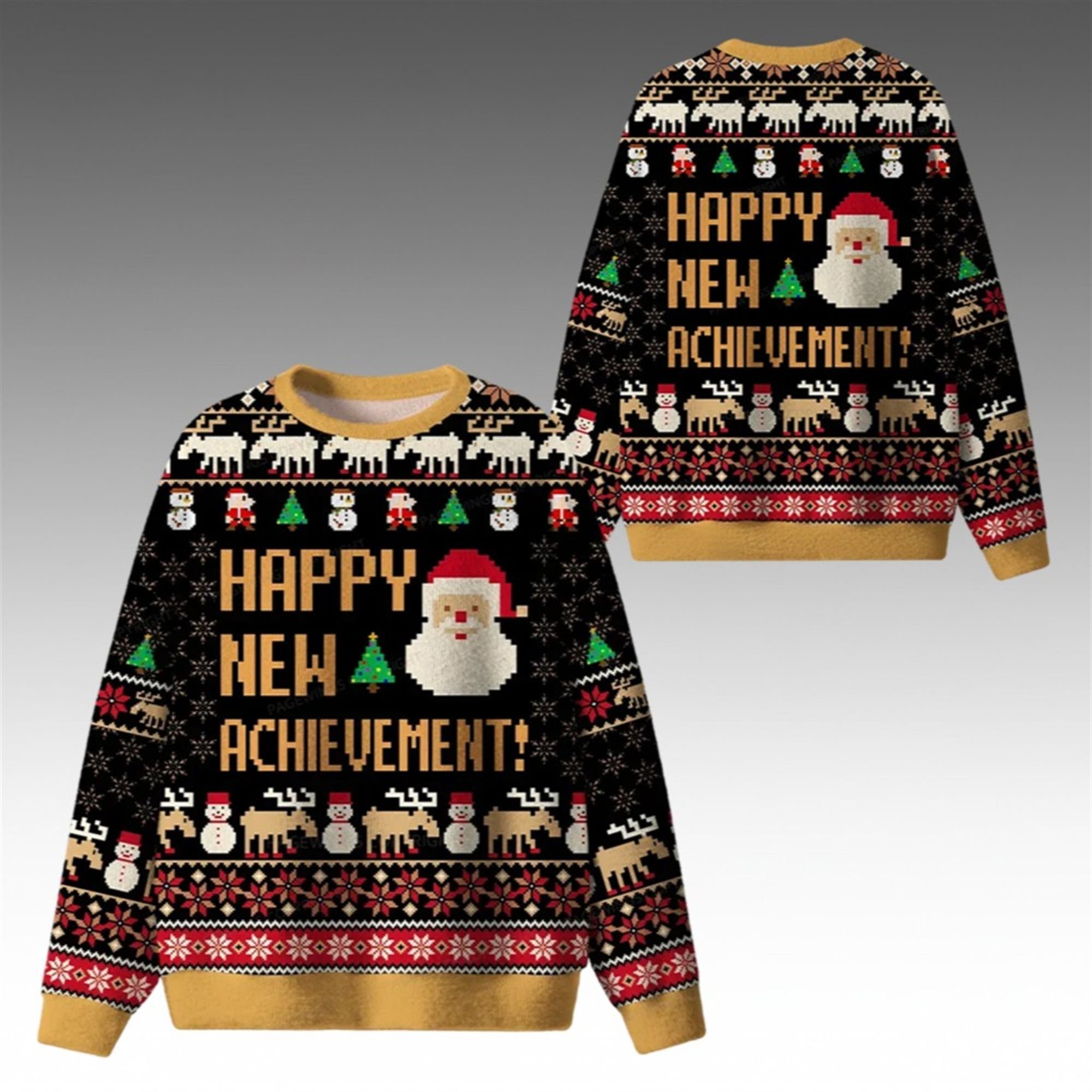 2026 Christmas Happy New Achievement Ugly Sweater 2 2026 Christmas Happy New Achievement Ugly Sweater 1 2