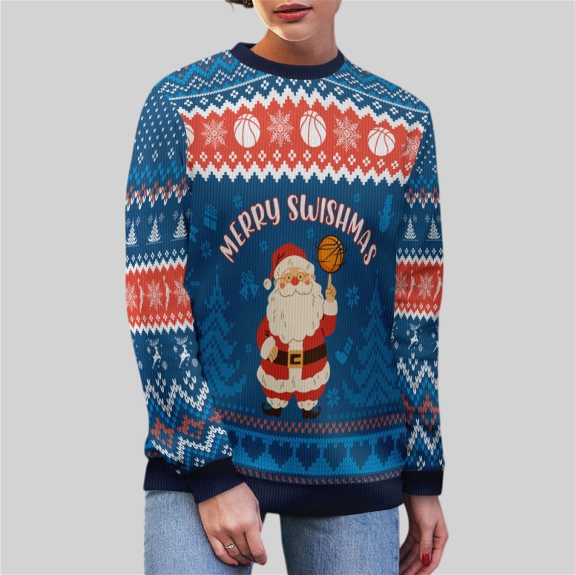 2026 Christmas Merry Swishmas Basketball Ugly Sweater 2 2026 Christmas Merry Swishmas Basketball Ugly Sweater 2