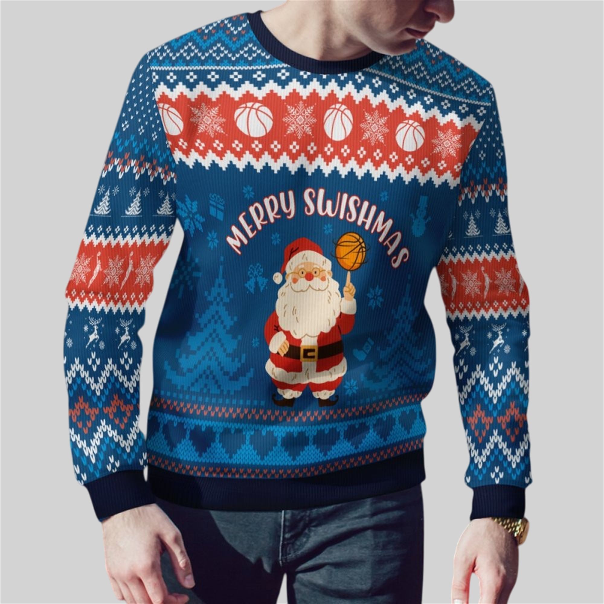 2026 Christmas Merry Swishmas Basketball Ugly Sweater 3 2026 Christmas Merry Swishmas Basketball Ugly Sweater 3